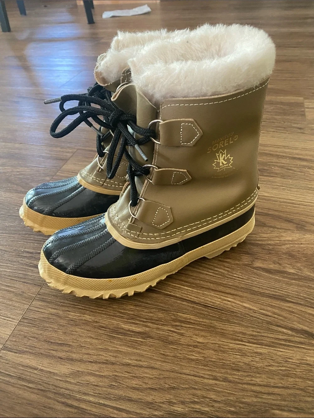 Vintage Sorel Manitou Kaufman Snow Boots With Wool Liners Canada Women's Size 5